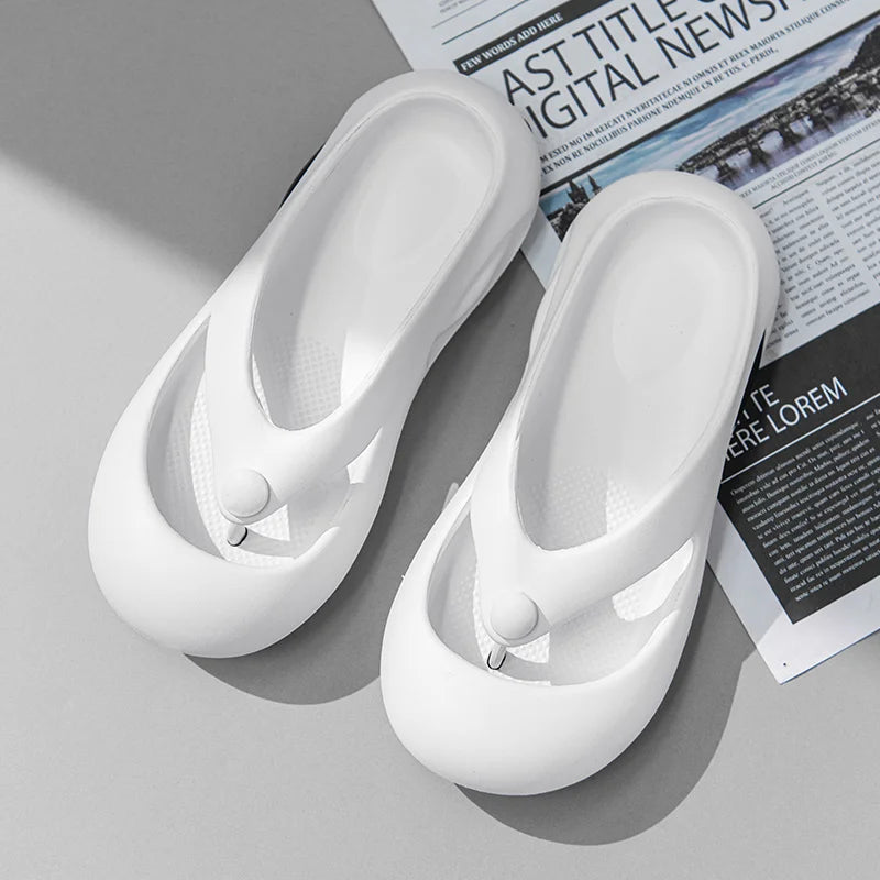 Chinelo de dedo unissex para o verão, com sola grossa de EVA, para uso interno e externo.