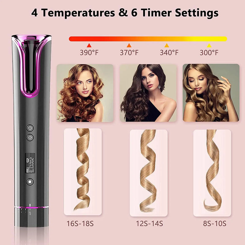 babyliss portátil sem fio de cerâmica profissional com rotação automática,