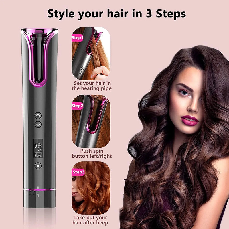 babyliss portátil sem fio de cerâmica profissional com rotação automática,