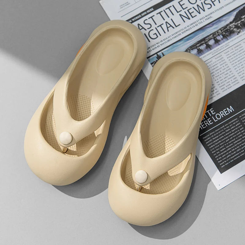 Chinelo de dedo unissex para o verão, com sola grossa de EVA, para uso interno e externo.