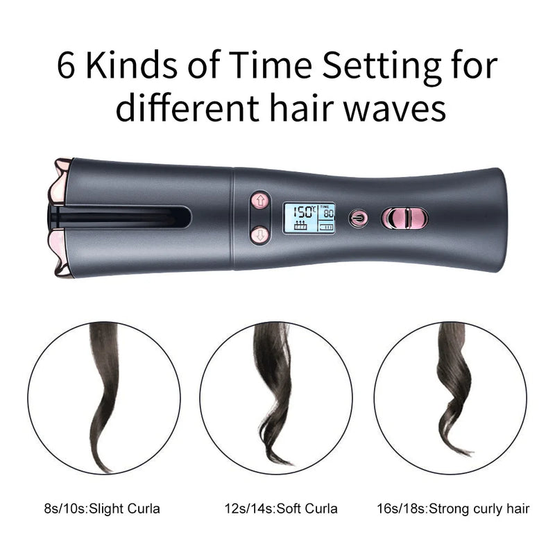 babyliss super Modelador de cachos automático recarregável sem fio USB com visor LCD.