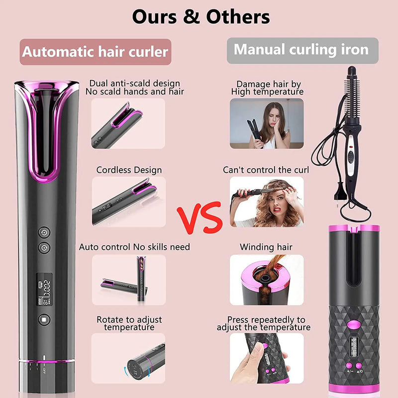 babyliss portátil sem fio de cerâmica profissional com rotação automática,