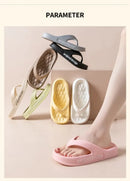 Chinelo feminino de plataforma antiderrapante, cor sólida, para uso interno