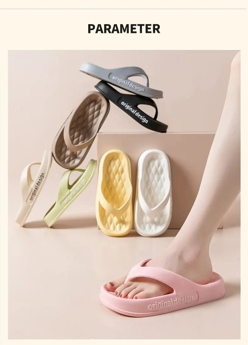 Chinelo feminino de plataforma antiderrapante, cor sólida, para uso interno