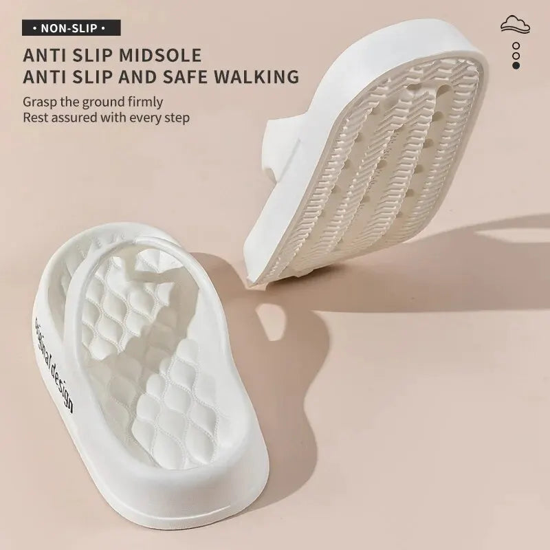 Chinelo feminino de plataforma antiderrapante, cor sólida, para uso interno