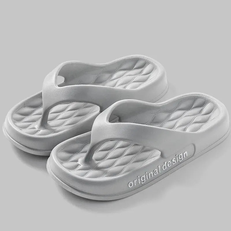 Chinelo feminino de plataforma antiderrapante, cor sólida, para uso interno