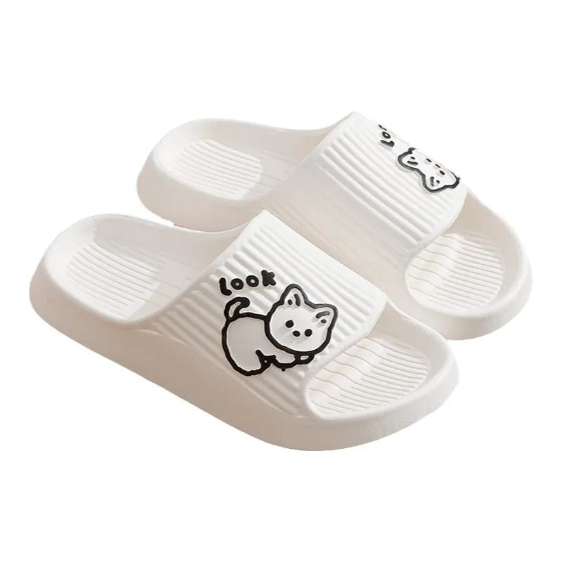 Chinelo de Verão Plataforma Antiderrapante para Banheiro, Casa, Desenho de Urso, Chinelo de Dedo para Praia, Sandálias Chinelo Femininas, Slides para Uso Interno e Externo 2026