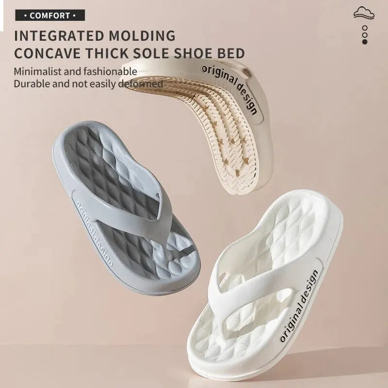 Chinelo feminino de plataforma antiderrapante, cor sólida, para uso interno