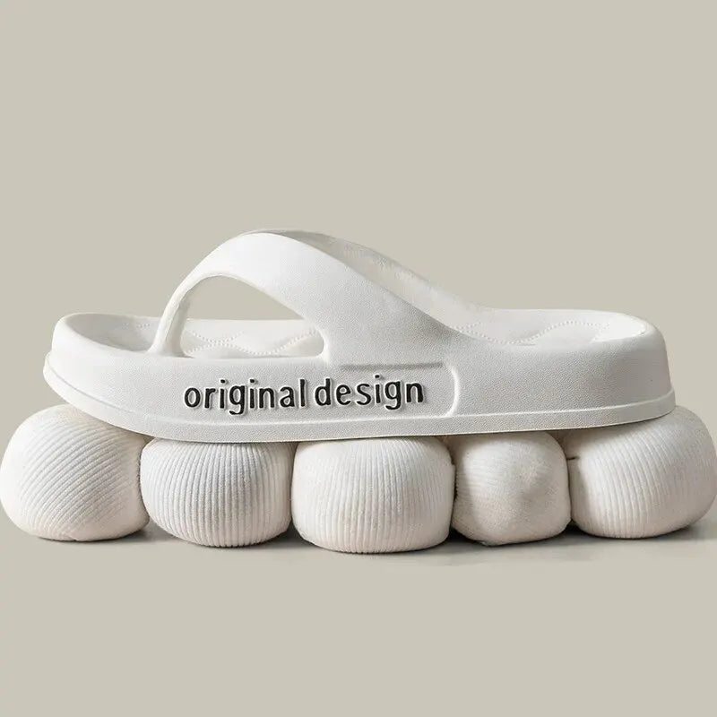 Chinelo feminino de plataforma antiderrapante, cor sólida, para uso interno