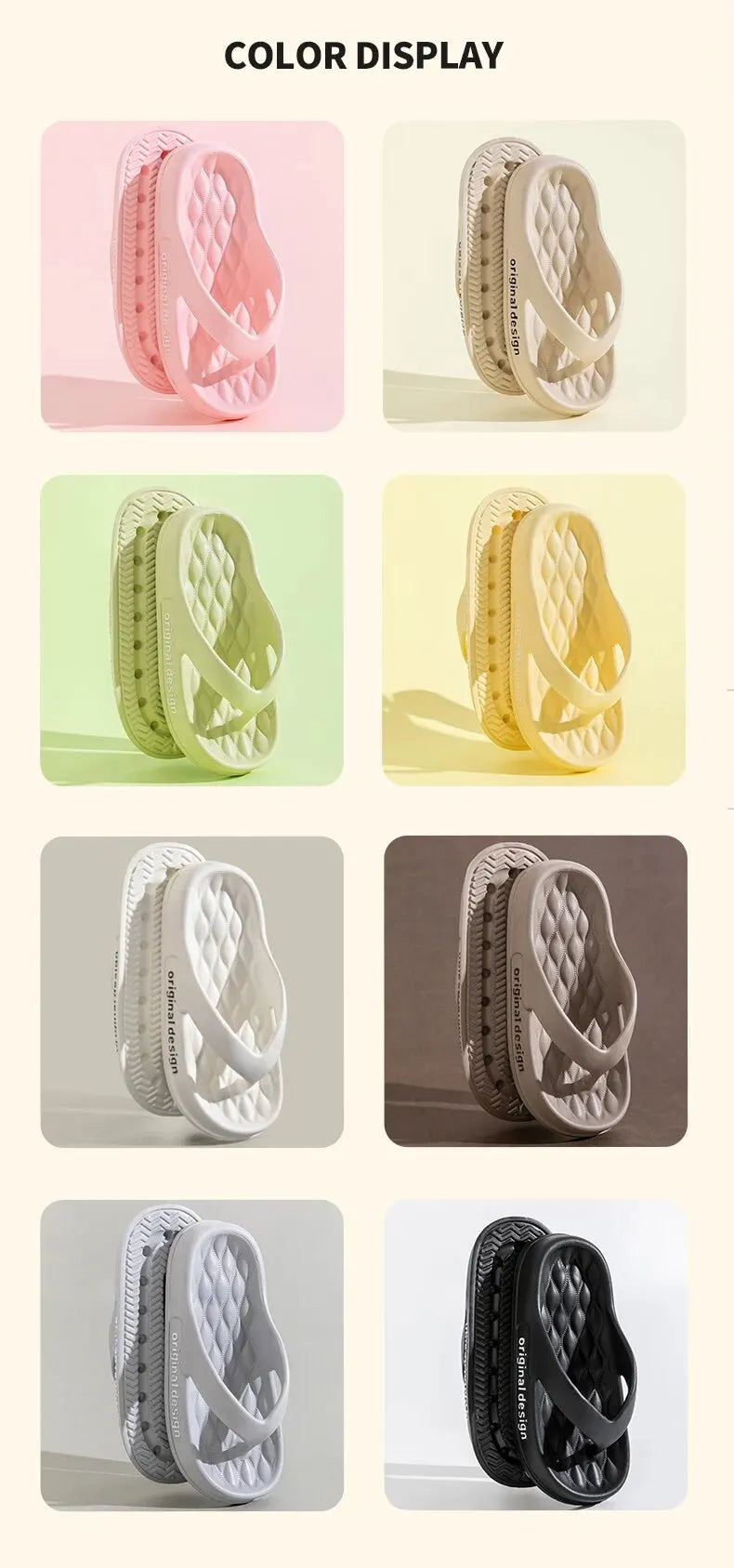 Chinelo feminino de plataforma antiderrapante, cor sólida, para uso interno